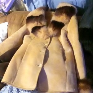 Real suede and fur coat